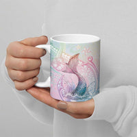 Hawaii Mermaid Sweet Pastel Ceramic Mug Polynesian Pattern Fish Hook