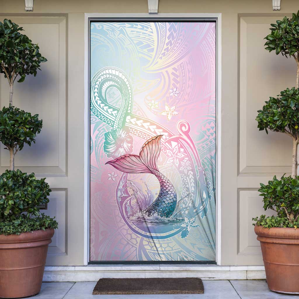 Hawaii Mermaid Sweet Pastel Door Cover Polynesian Pattern Fish Hook