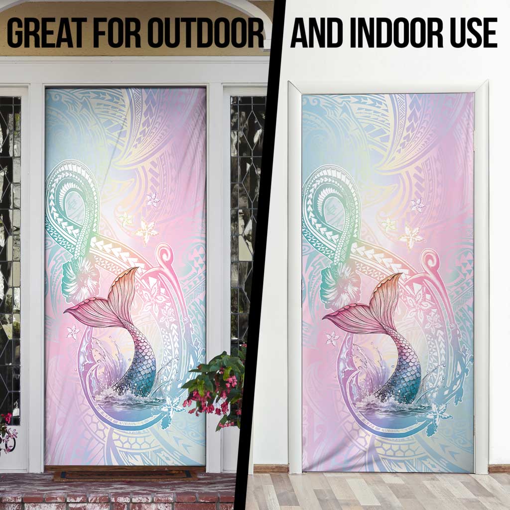 Hawaii Mermaid Sweet Pastel Door Cover Polynesian Pattern Fish Hook