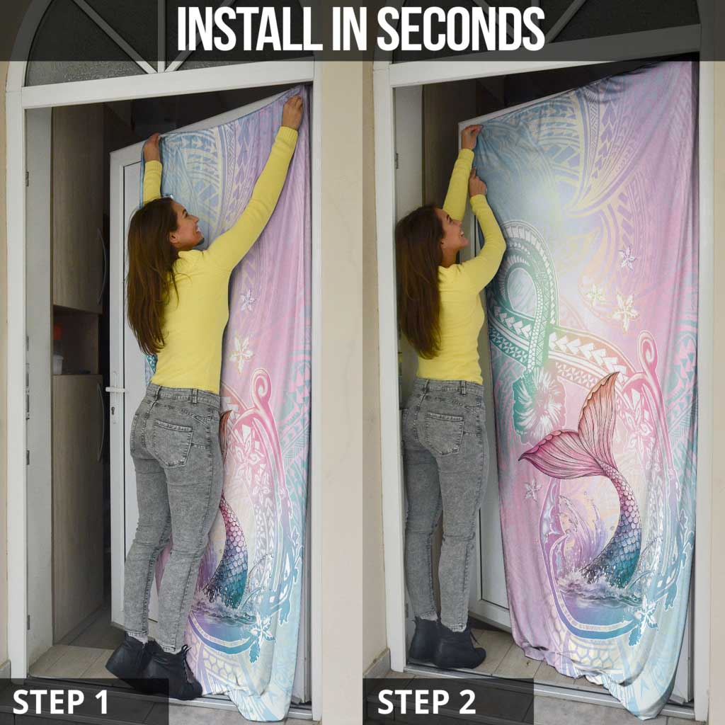 Hawaii Mermaid Sweet Pastel Door Cover Polynesian Pattern Fish Hook