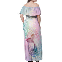 Hawaii Mermaid Sweet Pastel Family Matching Off Shoulder Maxi Dress and Hawaiian Shirt Polynesian Pattern Fish Hook