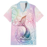 Hawaii Mermaid Sweet Pastel Family Matching Short Sleeve Bodycon Dress and Hawaiian Shirt Polynesian Pattern Fish Hook
