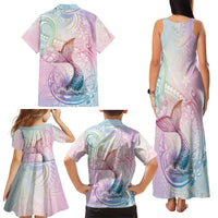 Hawaii Mermaid Sweet Pastel Family Matching Tank Maxi Dress and Hawaiian Shirt Polynesian Pattern Fish Hook