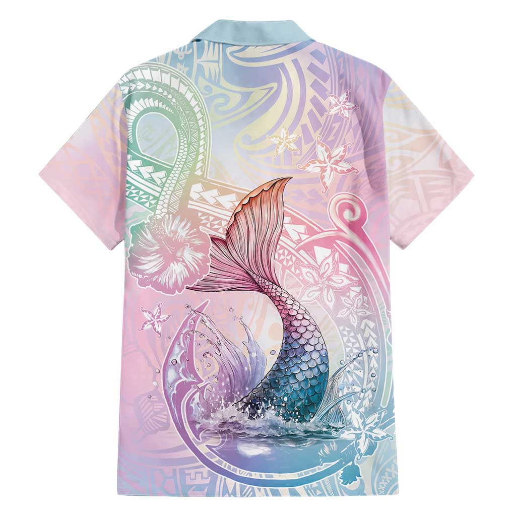 Hawaii Mermaid Sweet Pastel Family Matching Tank Maxi Dress and Hawaiian Shirt Polynesian Pattern Fish Hook