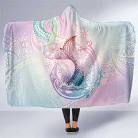 Hawaii Mermaid Sweet Pastel Hooded Blanket Polynesian Pattern Fish Hook