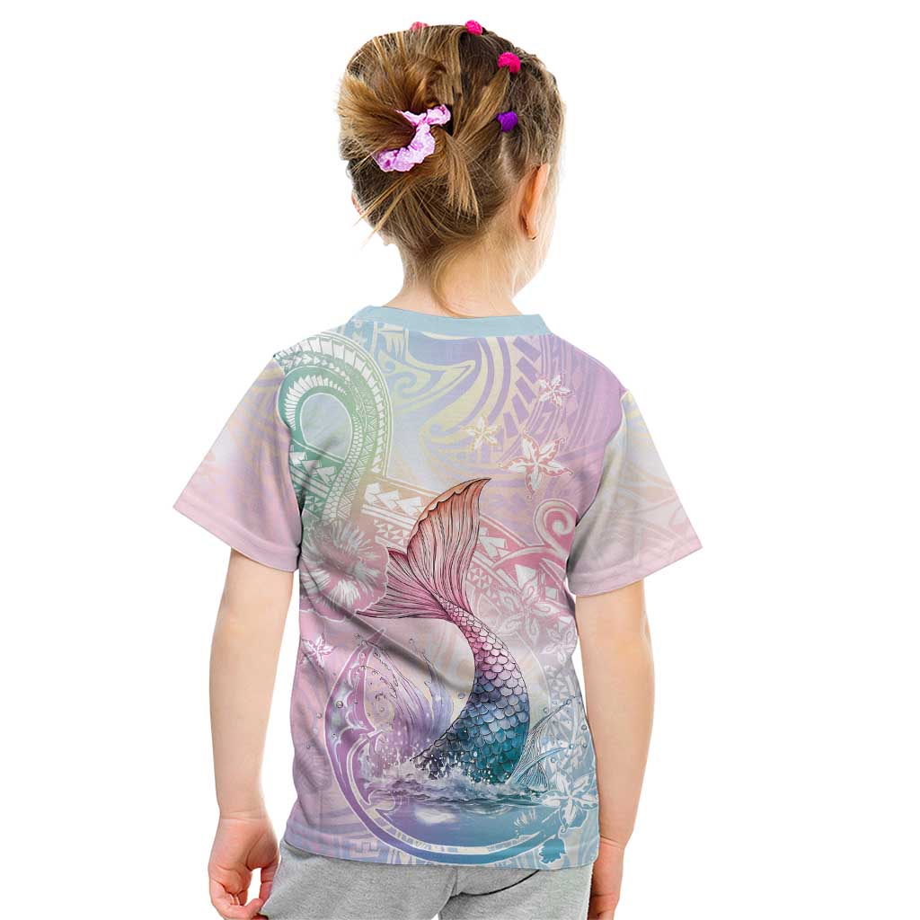 Hawaii Mermaid Sweet Pastel Kid T Shirt Polynesian Pattern Fish Hook