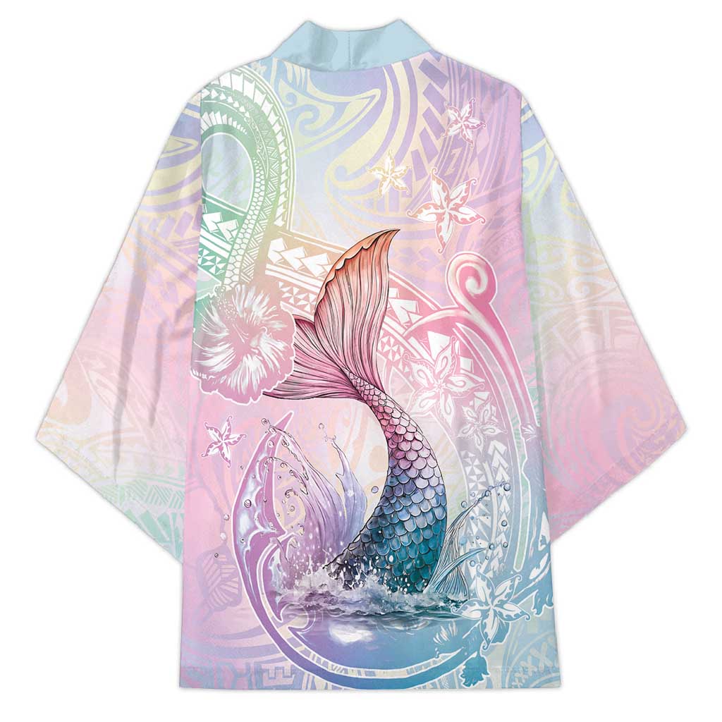 Hawaii Mermaid Sweet Pastel Kimono Polynesian Pattern Fish Hook