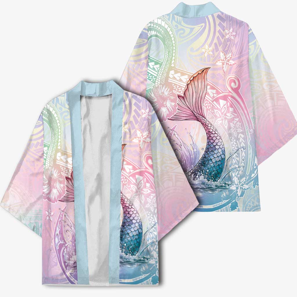 Hawaii Mermaid Sweet Pastel Kimono Polynesian Pattern Fish Hook