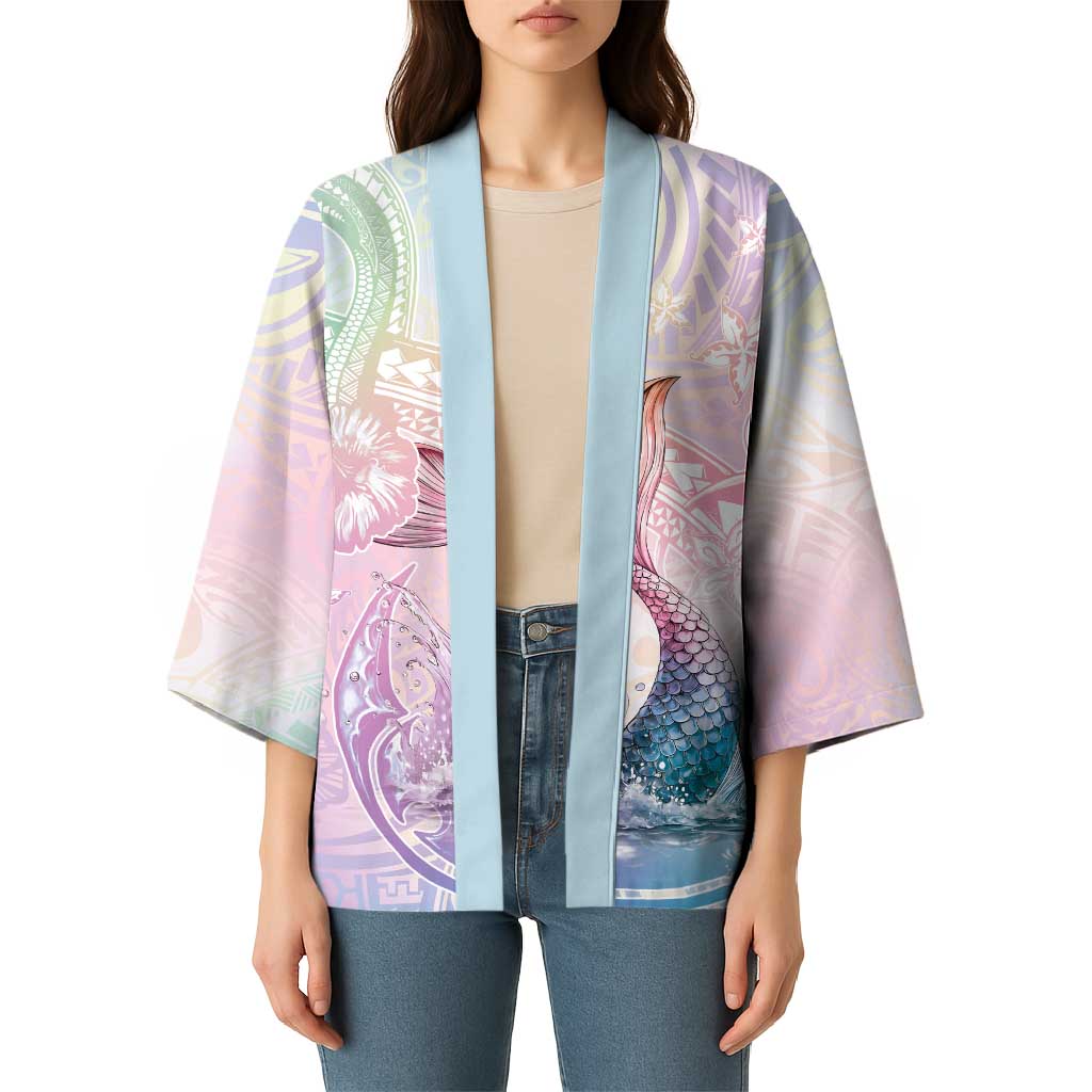 Hawaii Mermaid Sweet Pastel Kimono Polynesian Pattern Fish Hook
