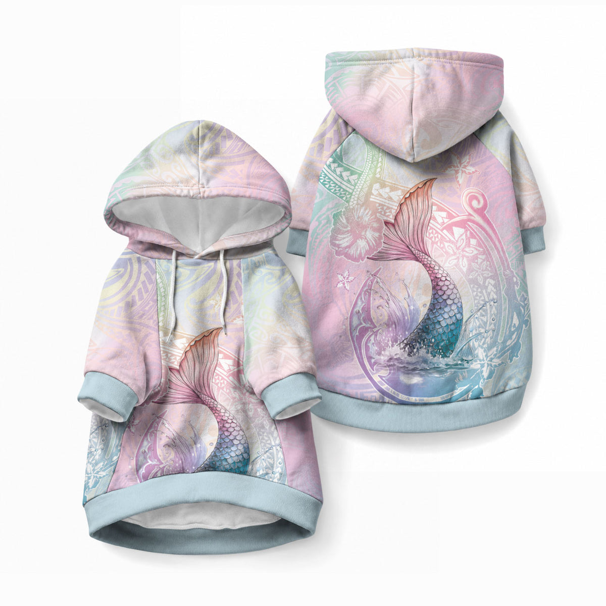 Hawaii Mermaid Sweet Pastel Pet Hoodie Polynesian Pattern Fish Hook LT01 Pullover Multicolor - Polynesian Pride