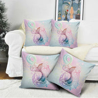 Hawaii Mermaid Sweet Pastel Pillow Cover Polynesian Pattern Fish Hook