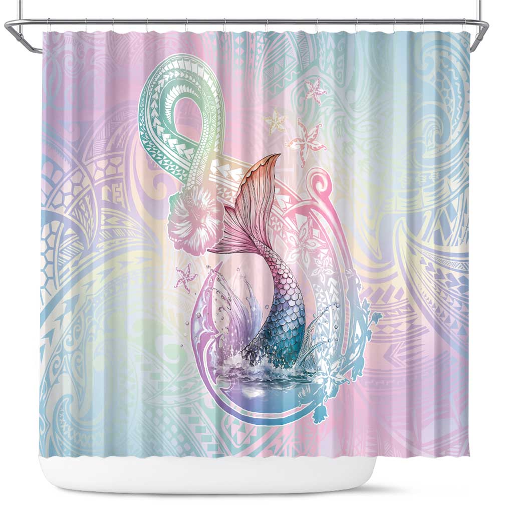 Hawaii Mermaid Sweet Pastel Shower Curtain Polynesian Pattern Fish Hook