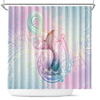 Hawaii Mermaid Sweet Pastel Shower Curtain Polynesian Pattern Fish Hook