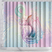 Hawaii Mermaid Sweet Pastel Shower Curtain Polynesian Pattern Fish Hook