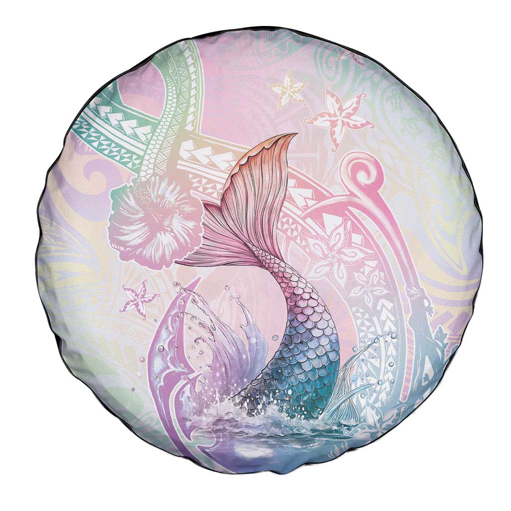 Hawaii Mermaid Sweet Pastel Spare Tire Cover Polynesian Pattern Fish Hook