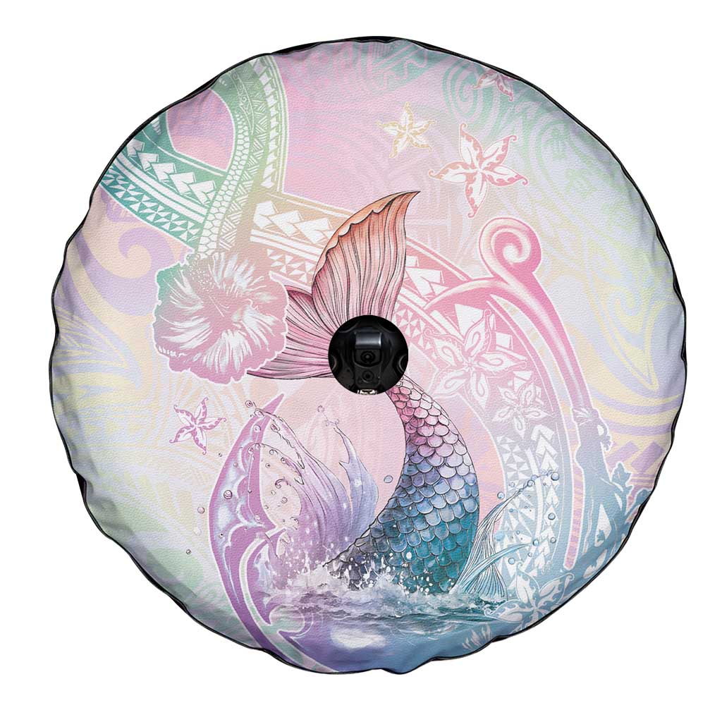 Hawaii Mermaid Sweet Pastel Spare Tire Cover Polynesian Pattern Fish Hook