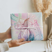 Hawaii Mermaid Sweet Pastel Wrapping Paper Polynesian Pattern Fish Hook