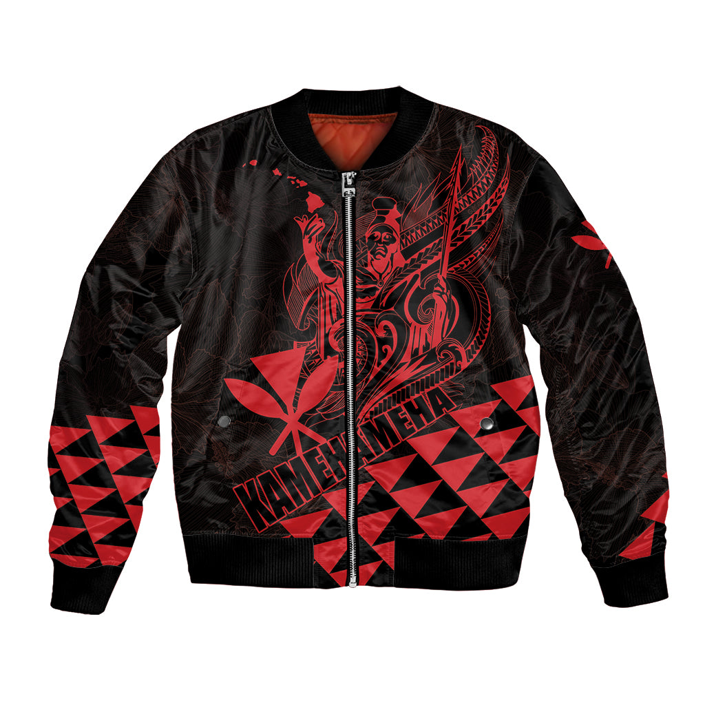 Personalized King Kamehameha Day Bomber Jacket Kakau Polynesian Pattern LT01 Unisex Red - Polynesian Pride
