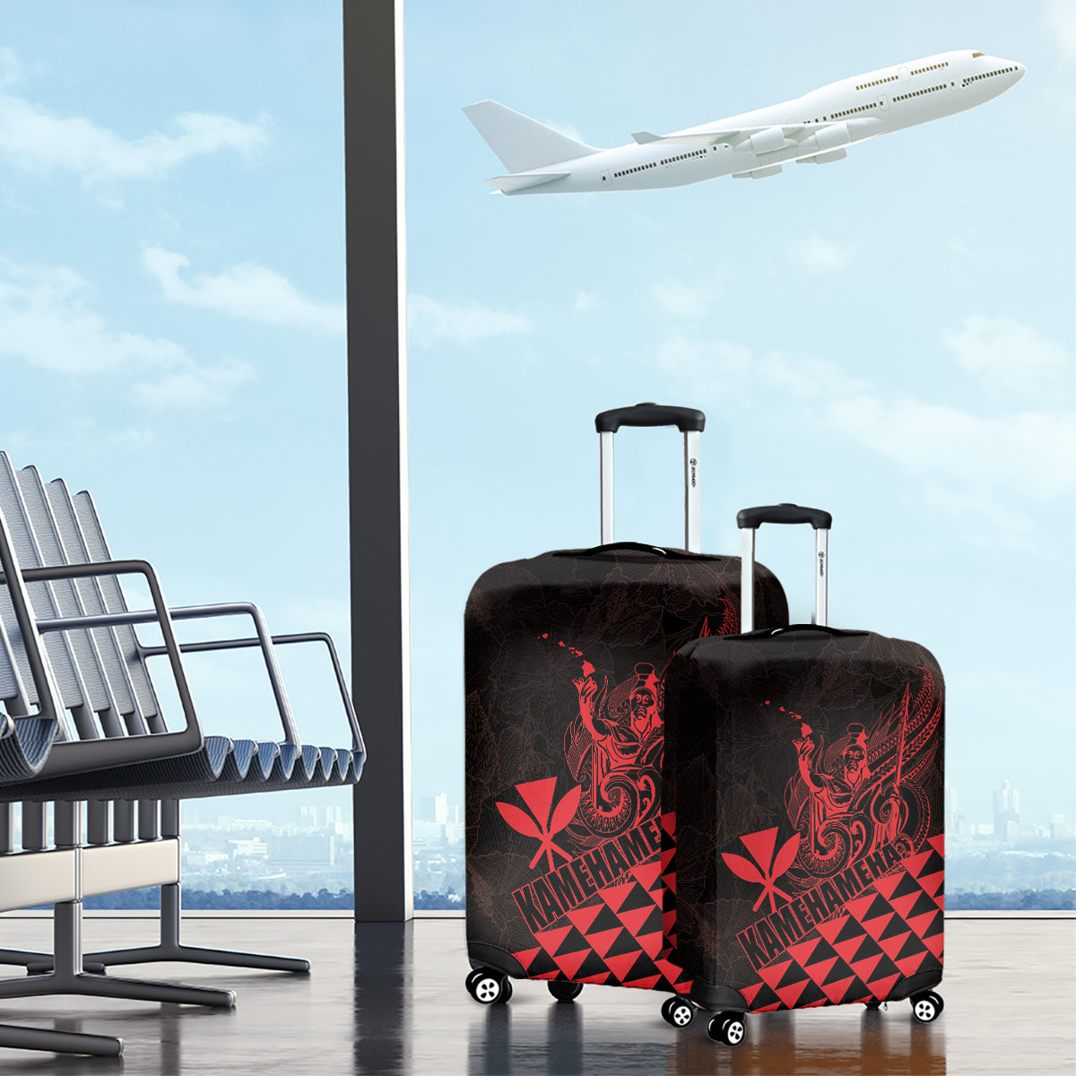 King Kamehameha Day Luggage Cover Kakau Polynesian Pattern