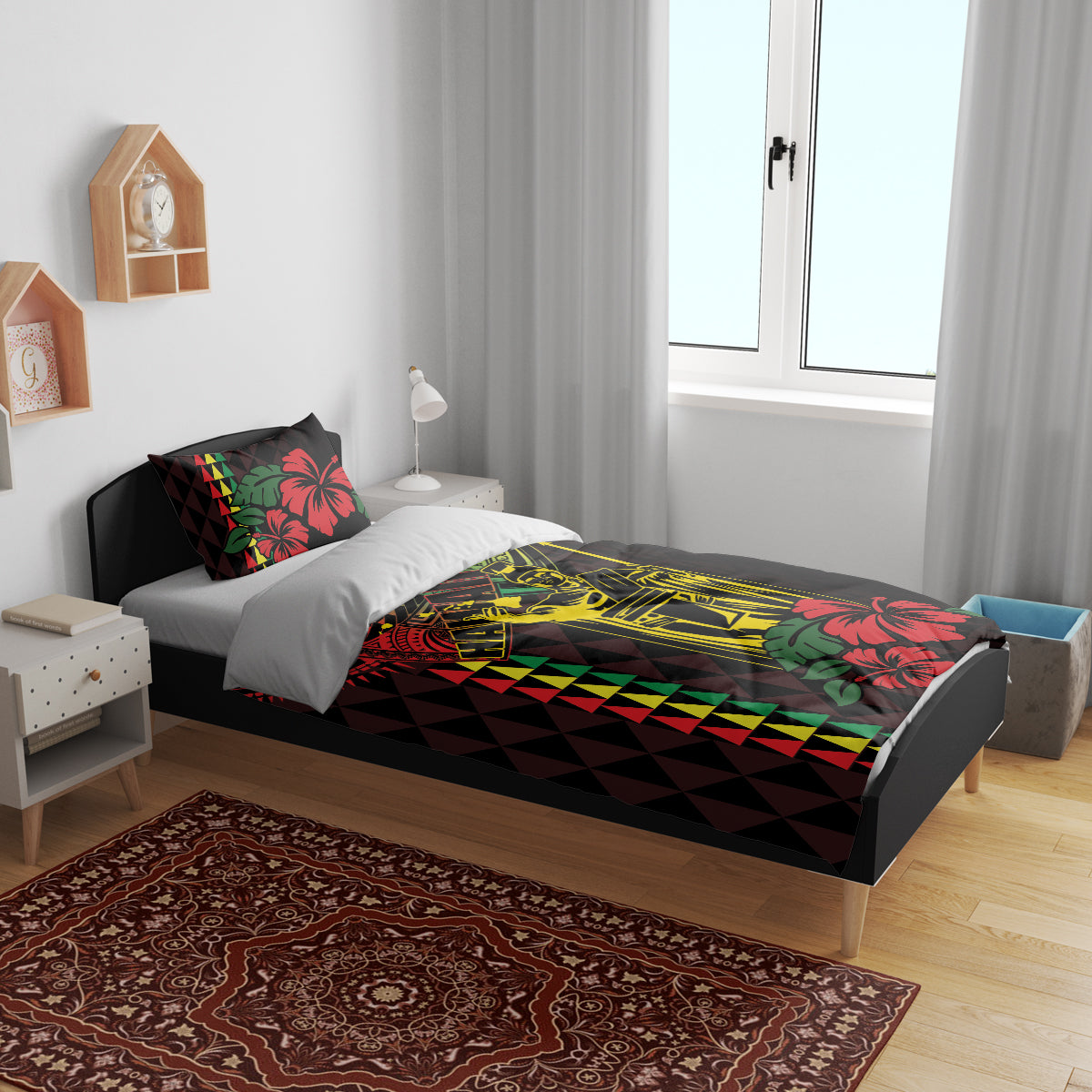 King Kamehameha Day Bedding Set Hawaii Kakau Reggae