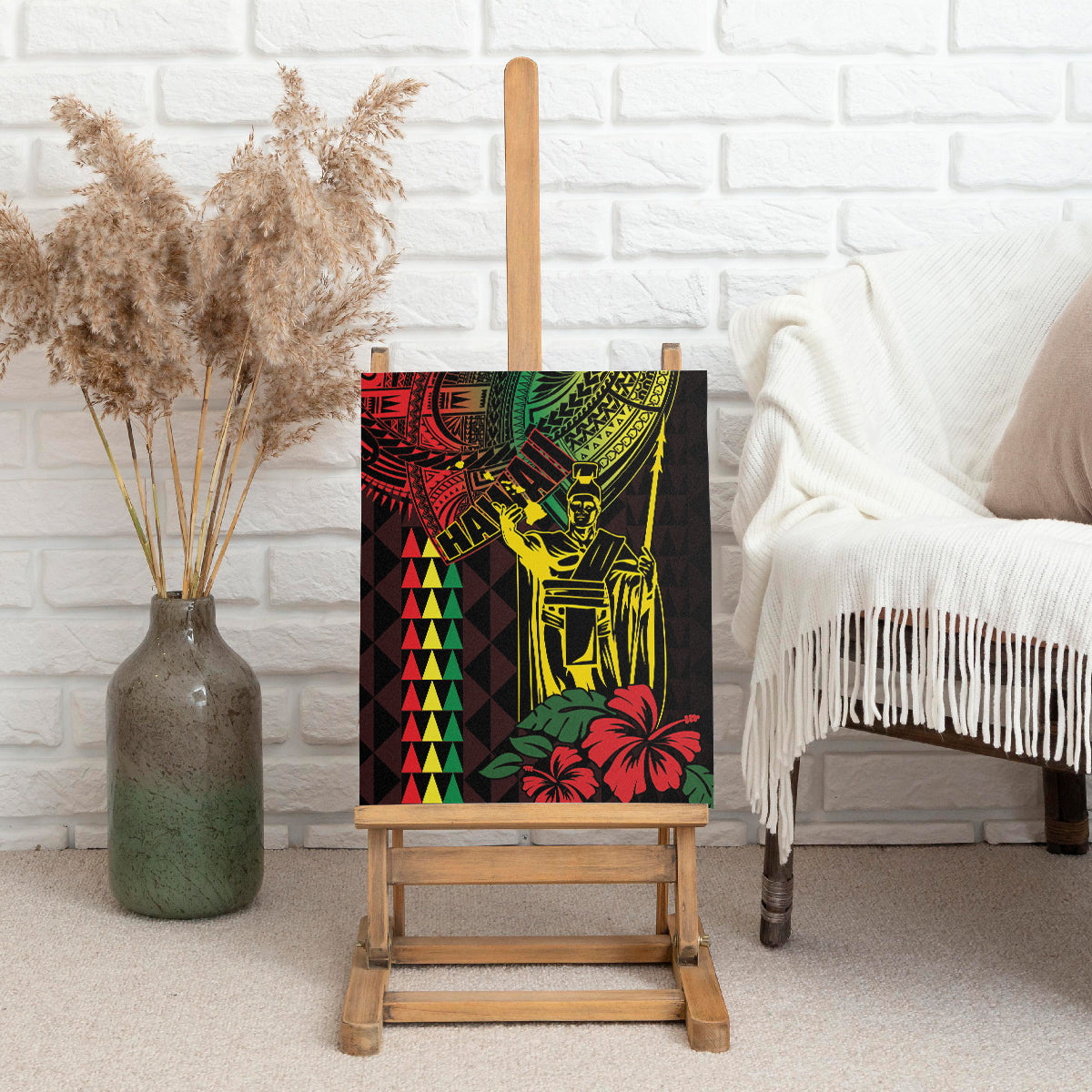 King Kamehameha Day Canvas Wall Art Hawaii Kakau Reggae