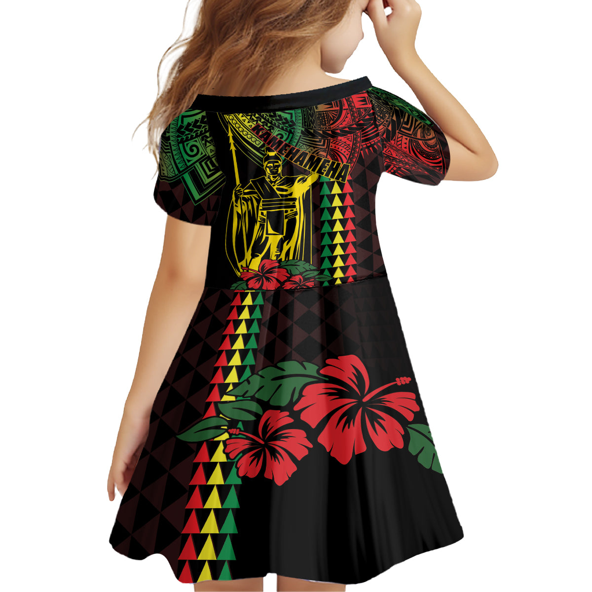 King Kamehameha Day Family Matching Off The Shoulder Long Sleeve Dress and Hawaiian Shirt Hawaii Kakau Reggae LT01 - Polynesian Pride