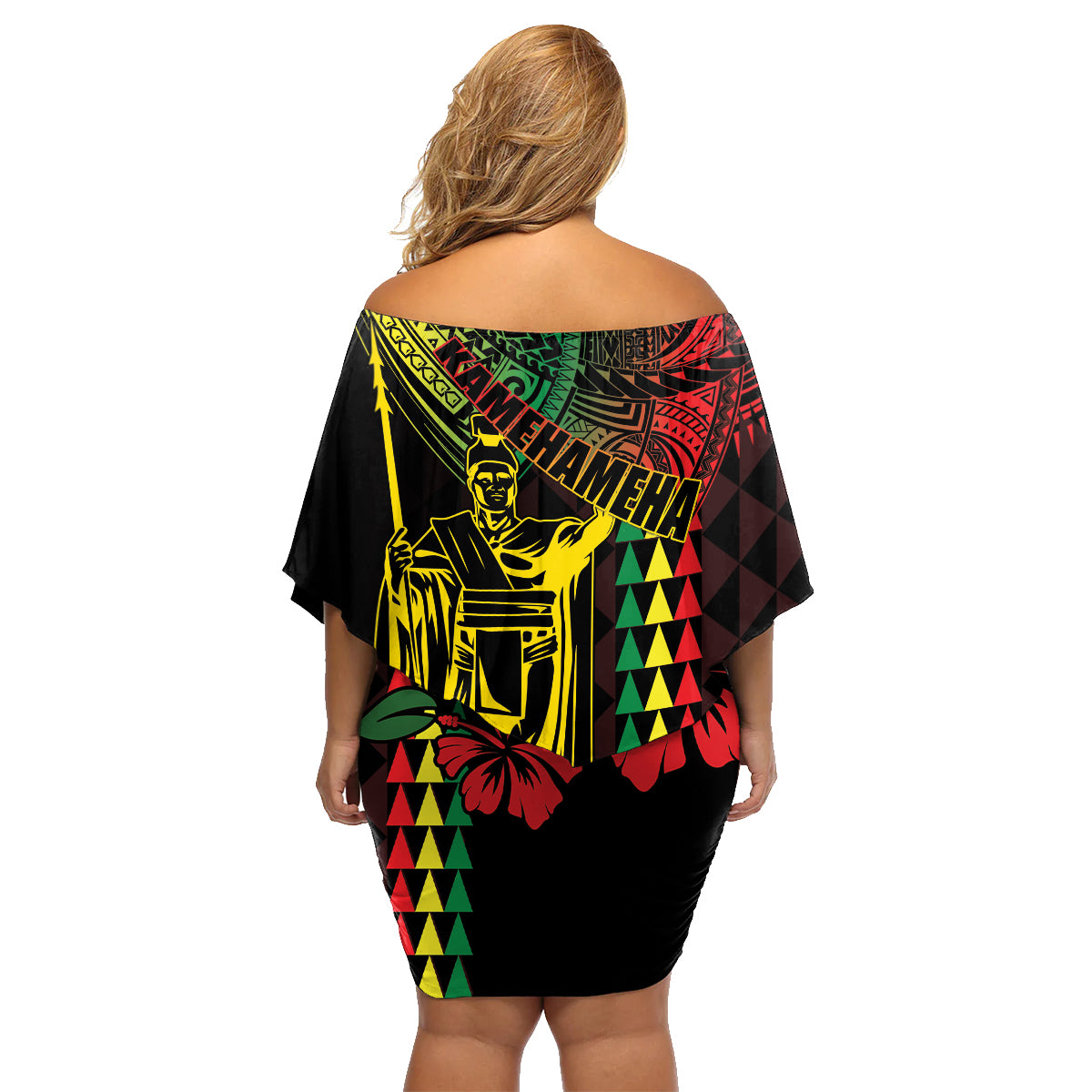 King Kamehameha Day Family Matching Off Shoulder Short Dress and Hawaiian Shirt Hawaii Kakau Reggae LT01 - Polynesian Pride