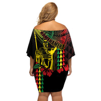 King Kamehameha Day Family Matching Off Shoulder Short Dress and Hawaiian Shirt Hawaii Kakau Reggae LT01 - Polynesian Pride
