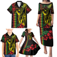 King Kamehameha Day Family Matching Puletasi and Hawaiian Shirt Hawaii Kakau Reggae LT01 - Polynesian Pride