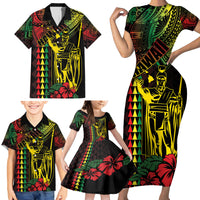 King Kamehameha Day Family Matching Short Sleeve Bodycon Dress and Hawaiian Shirt Hawaii Kakau Reggae LT01 - Polynesian Pride