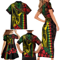 King Kamehameha Day Family Matching Short Sleeve Bodycon Dress and Hawaiian Shirt Hawaii Kakau Reggae LT01 - Polynesian Pride