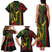 King Kamehameha Day Family Matching Tank Maxi Dress and Hawaiian Shirt Hawaii Kakau Reggae LT01 - Polynesian Pride