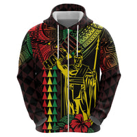 King Kamehameha Day Zip Hoodie Hawaii Kakau Reggae