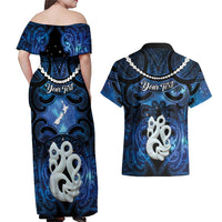 Personalized Maori Matariki Manaia Couples Matching Off Shoulder Maxi Dress and Hawaiian Shirt Maori Kowhaiwhai Pattern Galaxy