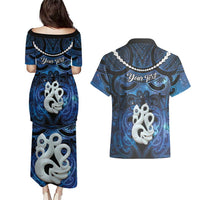 Personalized Maori Matariki Manaia Couples Matching Puletasi and Hawaiian Shirt Maori Kowhaiwhai Pattern Galaxy