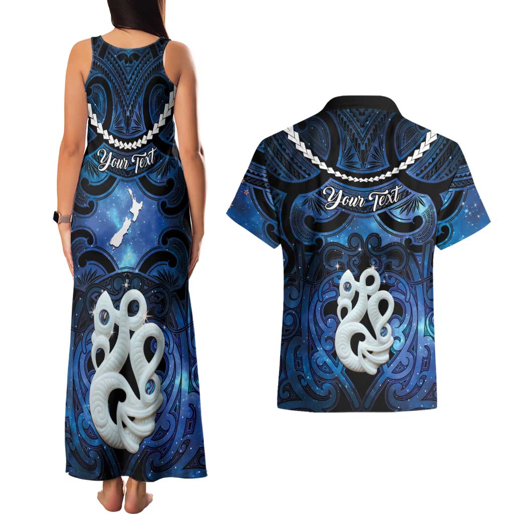 Personalized Maori Matariki Manaia Couples Matching Tank Maxi Dress and Hawaiian Shirt Maori Kowhaiwhai Pattern Galaxy