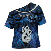 Personalized Maori Matariki Manaia Cross Shoulder Shirt Maori Kowhaiwhai Pattern Galaxy