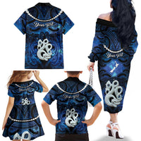 Personalized Maori Matariki Manaia Family Matching Off The Shoulder Long Sleeve Dress and Hawaiian Shirt Maori Kowhaiwhai Pattern Galaxy LT01 - Polynesian Pride