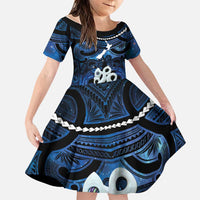 Personalized Maori Matariki Manaia Family Matching Off Shoulder Short Dress and Hawaiian Shirt Maori Kowhaiwhai Pattern Galaxy