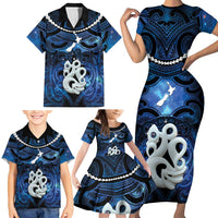 Personalized Maori Matariki Manaia Family Matching Short Sleeve Bodycon Dress and Hawaiian Shirt Maori Kowhaiwhai Pattern Galaxy LT01 - Polynesian Pride