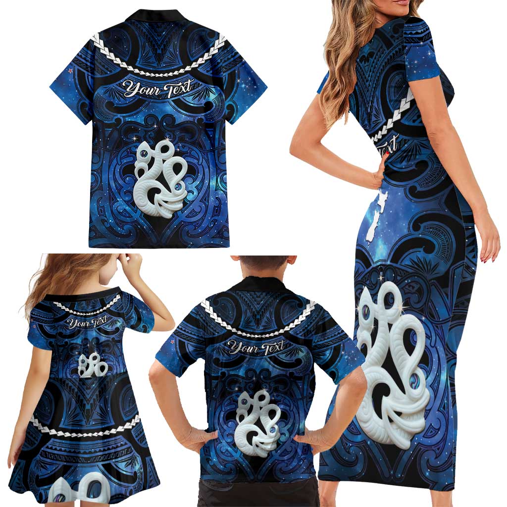 Personalized Maori Matariki Manaia Family Matching Short Sleeve Bodycon Dress and Hawaiian Shirt Maori Kowhaiwhai Pattern Galaxy LT01 - Polynesian Pride