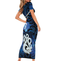 Personalized Maori Matariki Manaia Family Matching Short Sleeve Bodycon Dress and Hawaiian Shirt Maori Kowhaiwhai Pattern Galaxy LT01 - Polynesian Pride