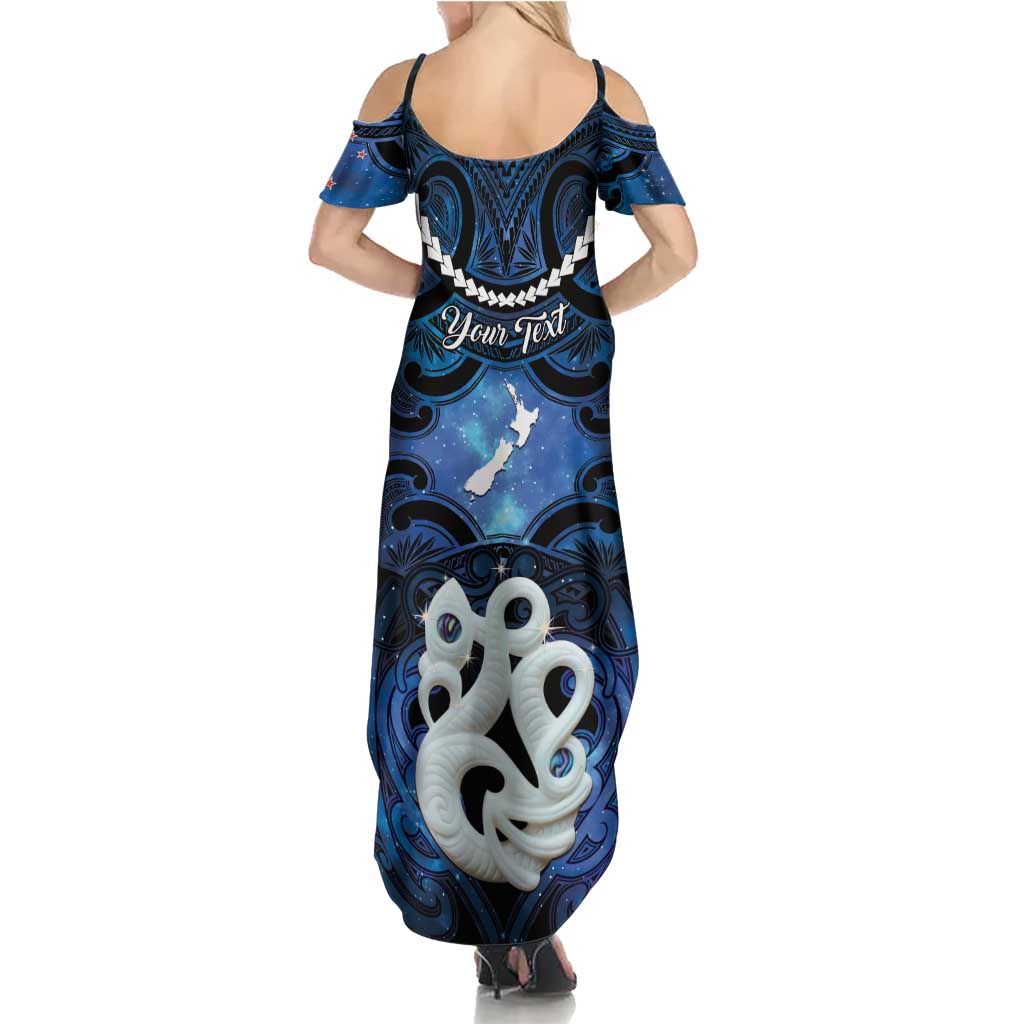 Personalized Maori Matariki Manaia Family Matching Summer Maxi Dress and Hawaiian Shirt Maori Kowhaiwhai Pattern Galaxy
