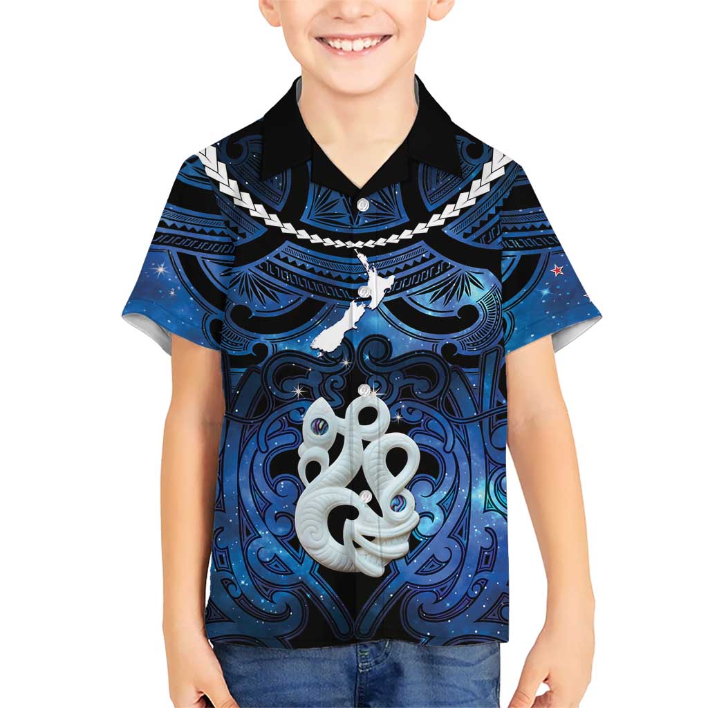 Personalized Maori Matariki Manaia Family Matching Summer Maxi Dress and Hawaiian Shirt Maori Kowhaiwhai Pattern Galaxy
