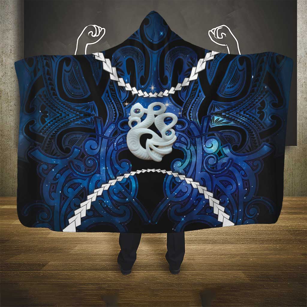 Maori Matariki Manaia Hooded Blanket Maori Kowhaiwhai Pattern Galaxy