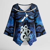 Personalized Maori Matariki Manaia Kimono Sleeve Blouse Maori Kowhaiwhai Pattern Galaxy