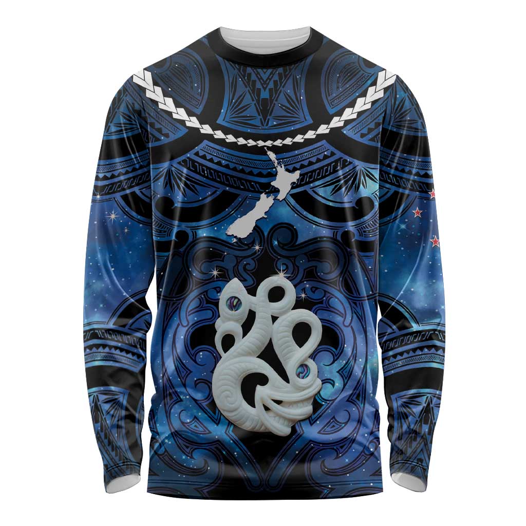 Personalized Maori Matariki Manaia Long Sleeve Shirt Maori Kowhaiwhai Pattern Galaxy