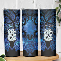 Personalized Maori Matariki Manaia Skinny Tumbler Maori Kowhaiwhai Pattern Galaxy