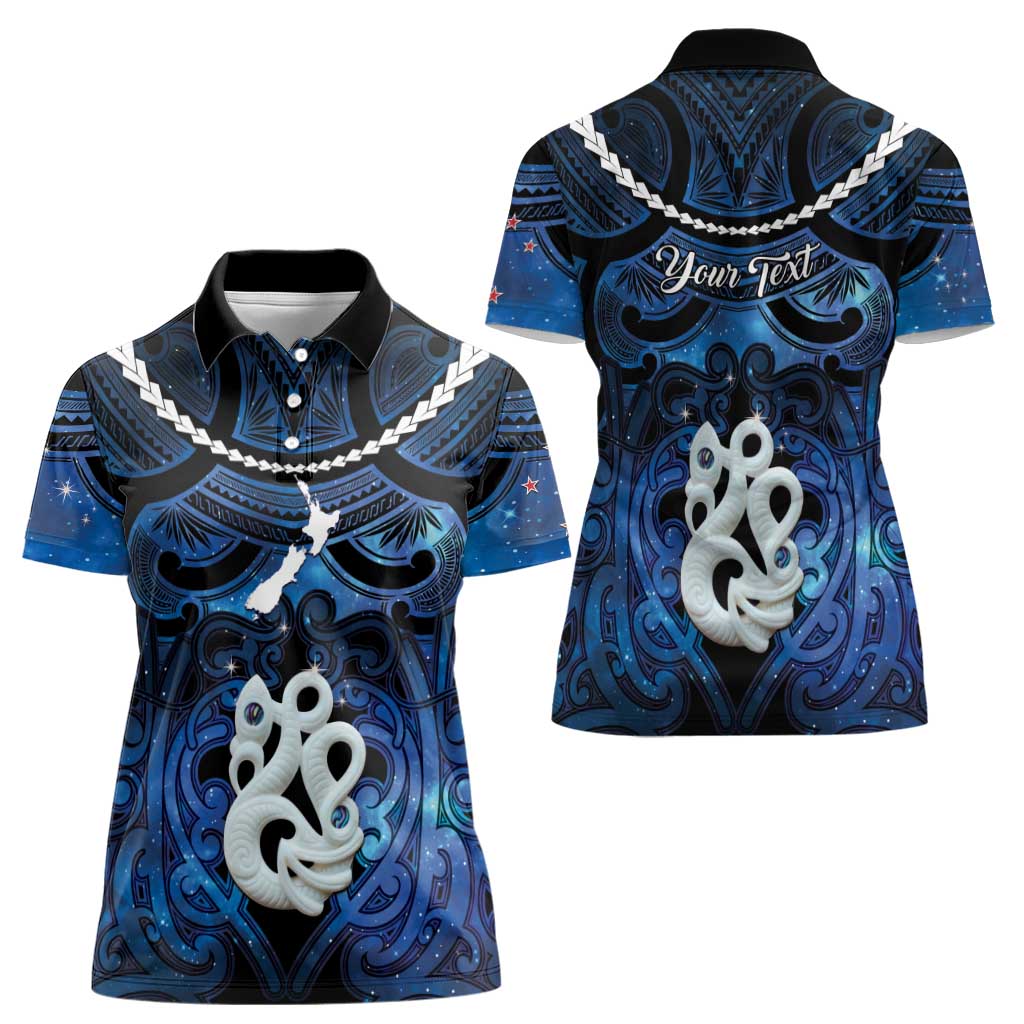 Personalized Maori Matariki Manaia Women Polo Shirt Maori Kowhaiwhai Pattern Galaxy