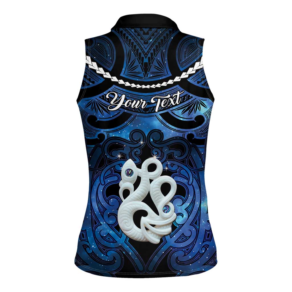 Personalized Maori Matariki Manaia Women Sleeveless Polo Shirt Maori Kowhaiwhai Pattern Galaxy